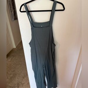 Blue-Gray linen overalls with adjustable straps